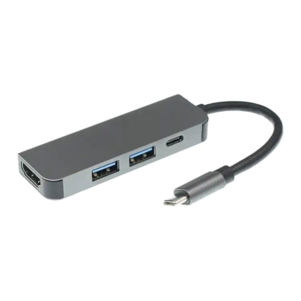 Hub USB BYL-2011 4 em 1 USB Tipo C/HDMI+USB 3.0+USB Tipo C Cinza