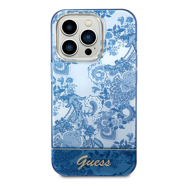 IPHONE 14 PRO MAX CAPA GUESS AZUL FLORAL