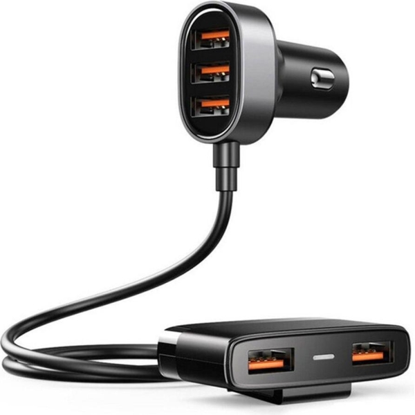Joyroom Fast car charger with extension cable 45W 5 x USB-A Black (JR-CL03 Pro)