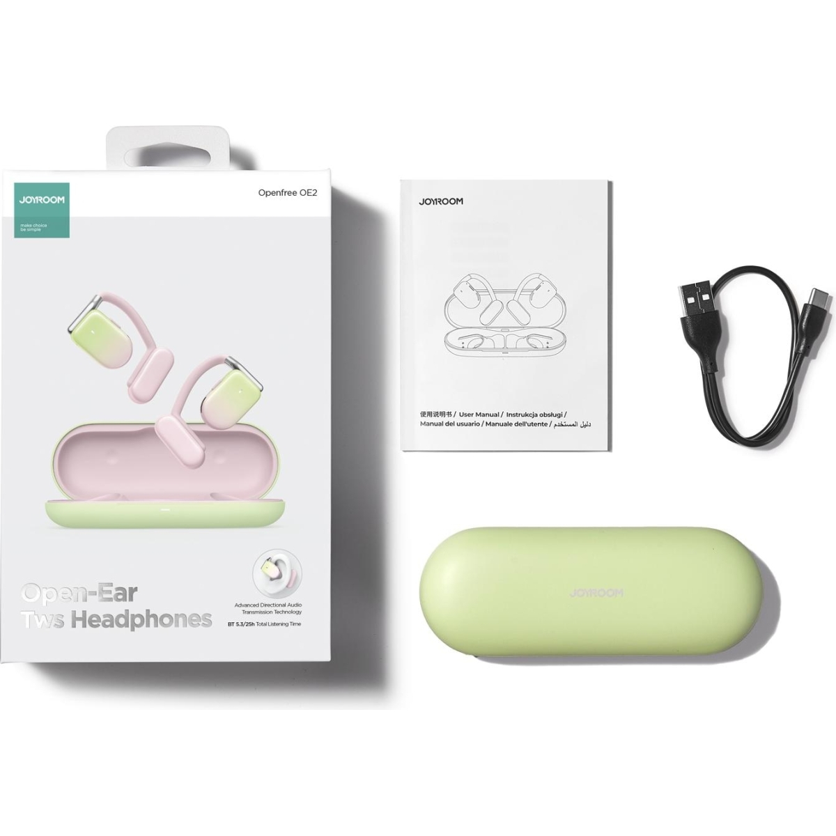Joyroom Openfree JR-OE2 TWS wireless headphones - pink
