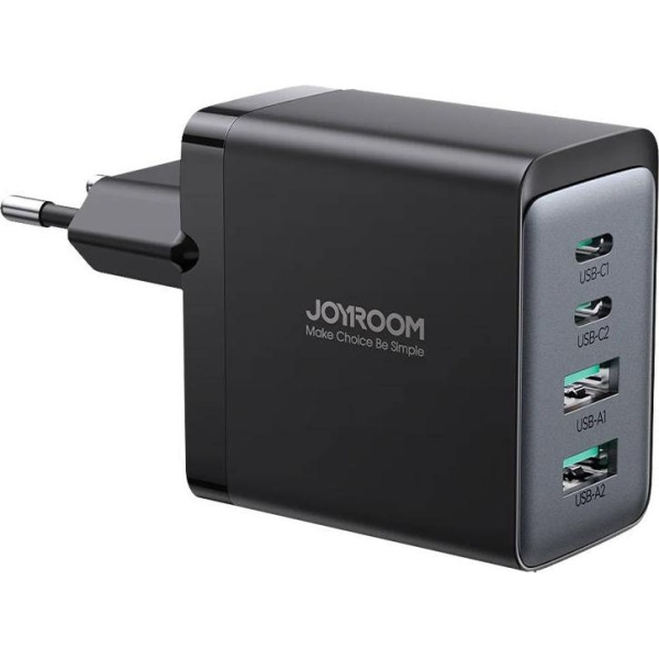 Joyroom charger GaN 67W 4 ports (2x USB, 2x USB C) black (TCG02) + cable USB C - USB C 100W 1.2m