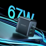 Joyroom charger GaN 67W 4 ports (2x USB, 2x USB C) black (TCG02) + cable USB C - USB C 100W 1.2m