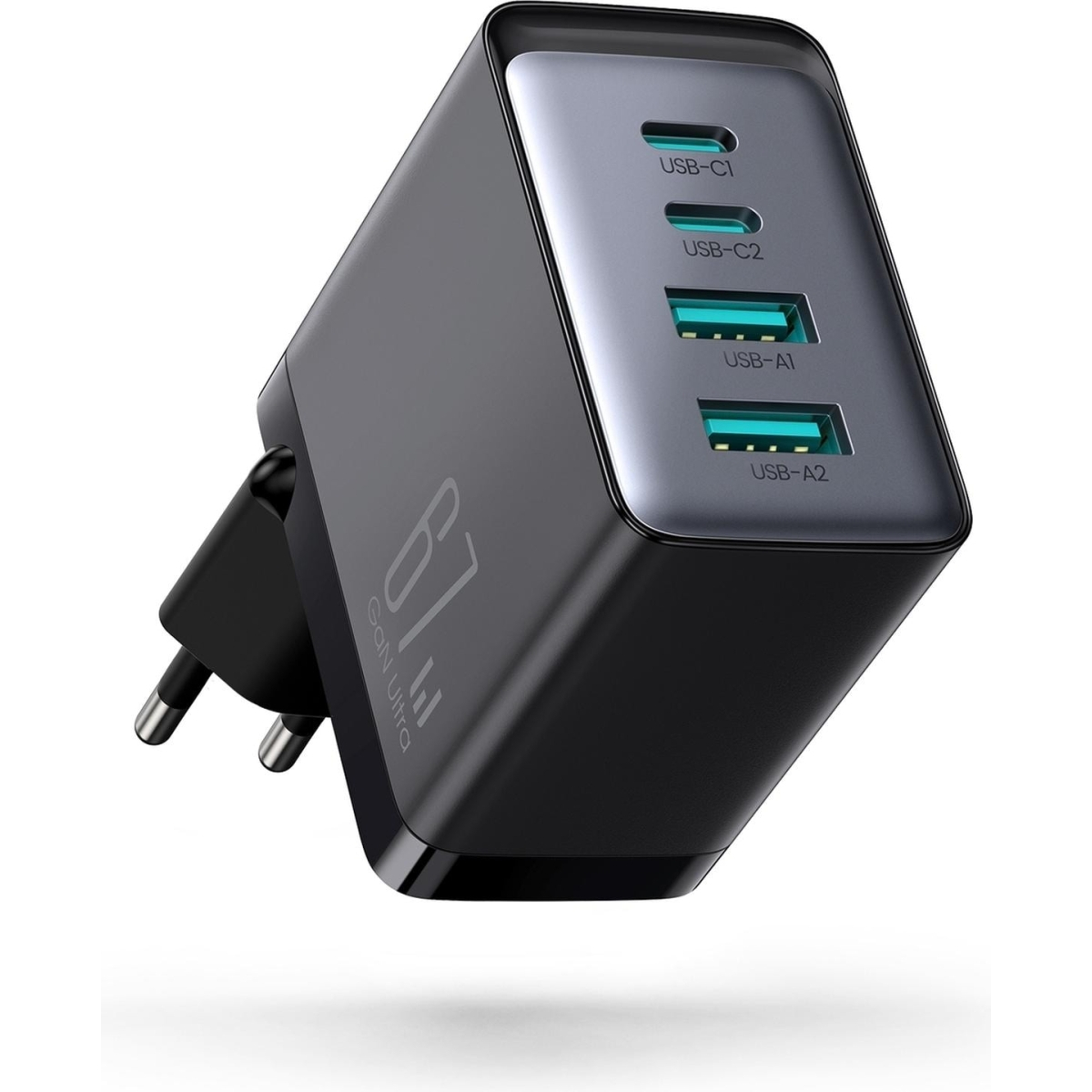 Joyroom charger GaN 67W 4 ports (2x USB, 2x USB C) black (TCG02) + cable USB C - USB C 100W 1.2m