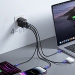 Joyroom charger GaN 67W 4 ports (2x USB, 2x USB C) black (TCG02) + cable USB C - USB C 100W 1.2m
