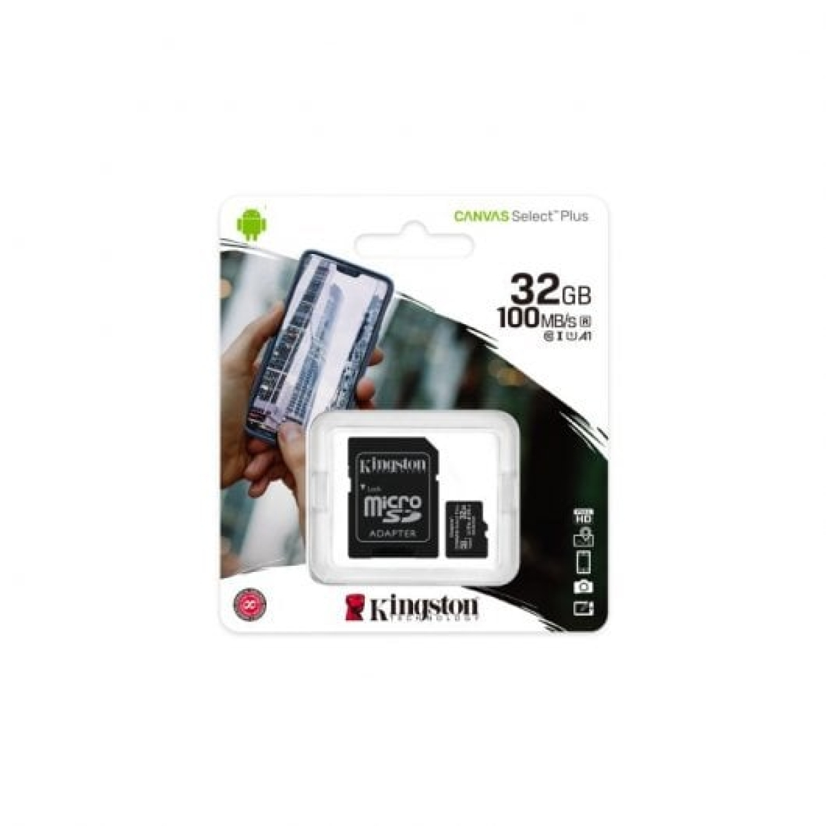 Kingston Canvas Select Plus MicroSDXC 32GB UHS-I U1 V10 Classe 10 Adaptador