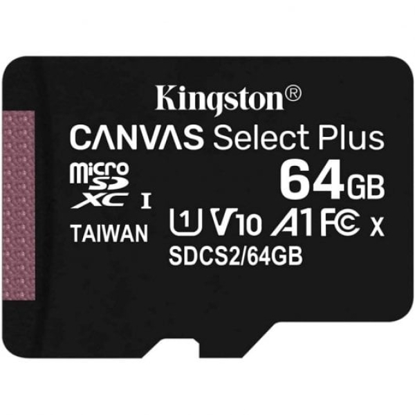 Kingston Canvas Select Plus MicroSDXC 64GB UHS-I U1 V10 Classe 10