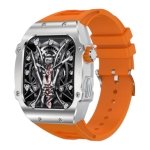 LEMFO AK55 Prateado com Pulseira de Silicone Laranja - Relógio Inteligente