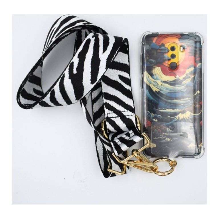 Lanyard Para Telemóvel Branco e Preto - Universal com Cartão para todas as capas