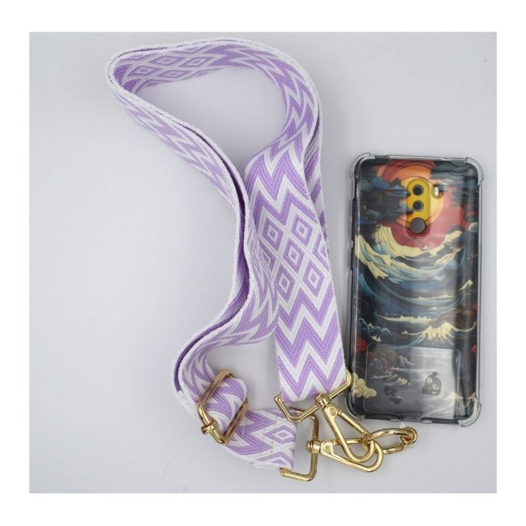 Lanyard Para Telemóvel Lavanda e Branco - Universal com Cartão para todas as capas