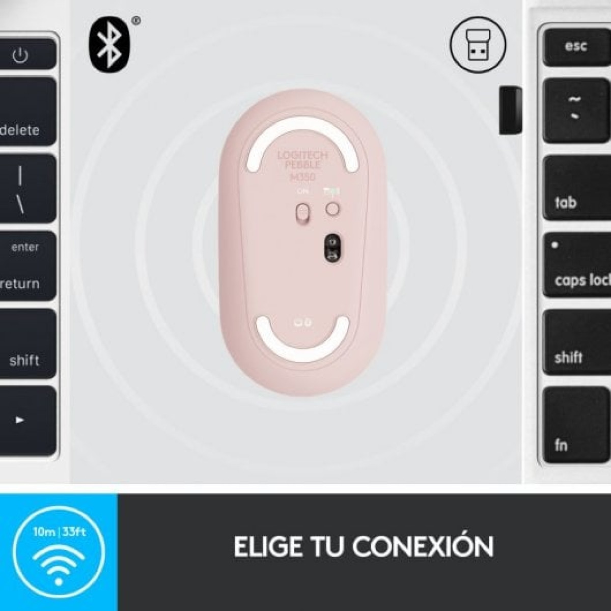 Logitech Pebble M350 Rato Ótico Sem Fios Rosa