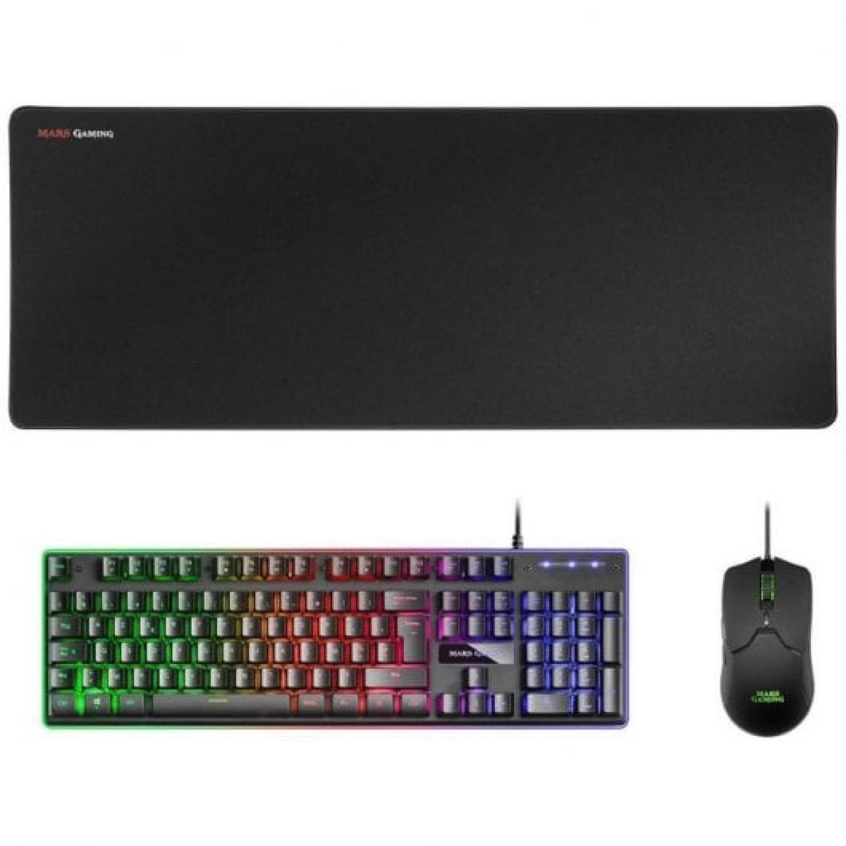 Mars Gaming MCPX Combo Gaming Teclado Francês Rato Tapete XXL Pretos
