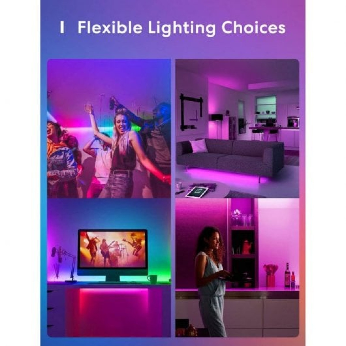 Meross MSL320HK EU Smart LED Strip WiFi RGB 2x5m Compatível com Apple HomeKit/Google/Alexa