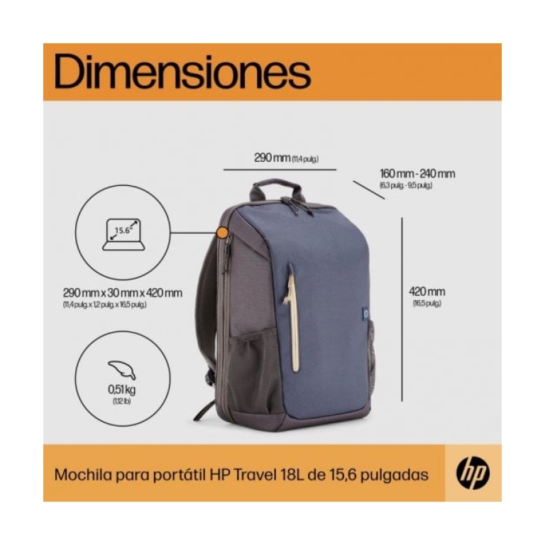 Mochila HP Travel 18L azul meia-noite para laptop de 15,6"