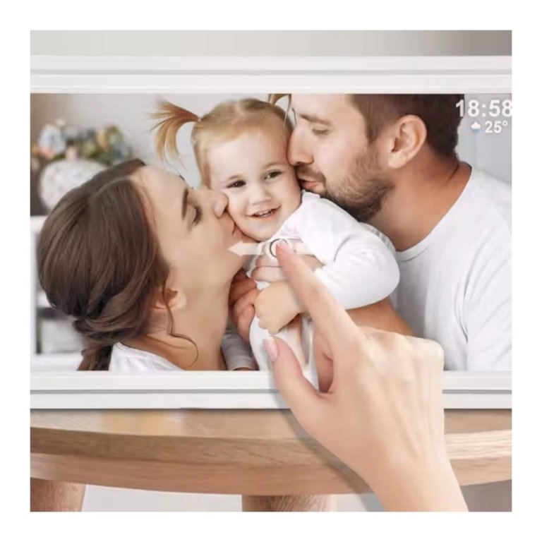 Moldura fotográfica digital com WiFi Ecrã tátil IPS HD 1920x1080 HD de 15,6 polegadas Cartão de memória de 32 GB incluído - Cor branca