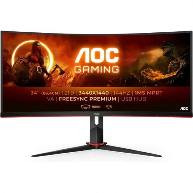 Monitor AOC CU34G2X/BK 34" LED Wide QuadHD 144Hz FreeSync Curvo