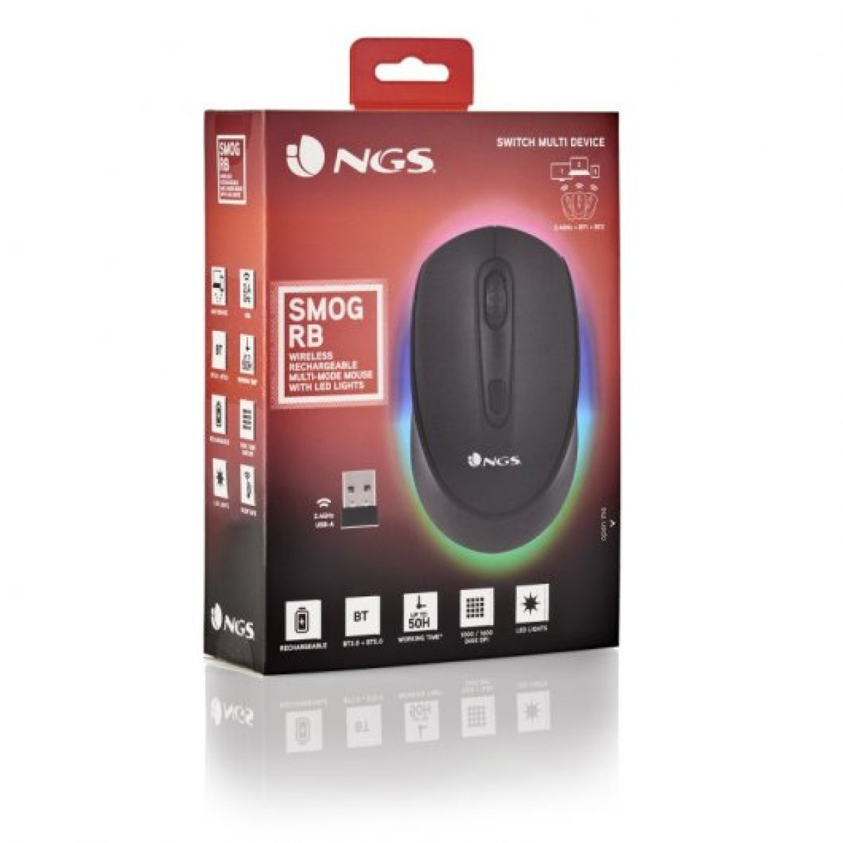 NGS Smog-RB Rato Wireless RGB Multi-Dispositivo Preto