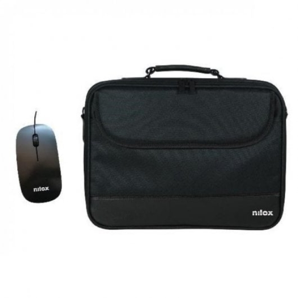 Nilox Kit Maletín para Portátil hasta 15.6" Negro Ratón Óptico USB Negro