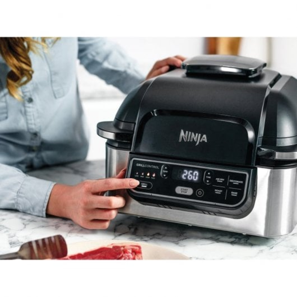 Ninja Foodi Grelhador de Interior Fritadeira a Ar 5 em 1 5.7L