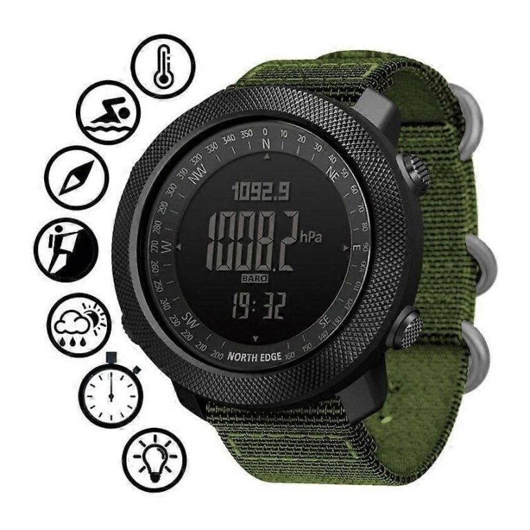 North Edge Apache com Bracelete de Nylon Verde- Relógio Digital