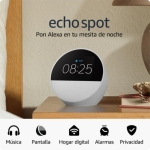Novo Amazon Echo Spot Smart Alarm Clock com som de qualidade e Alexa White