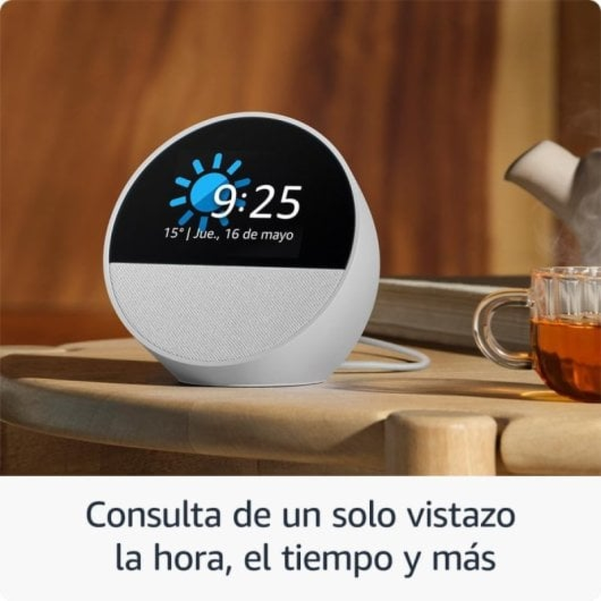 Novo Amazon Echo Spot Smart Alarm Clock com som de qualidade e Alexa White