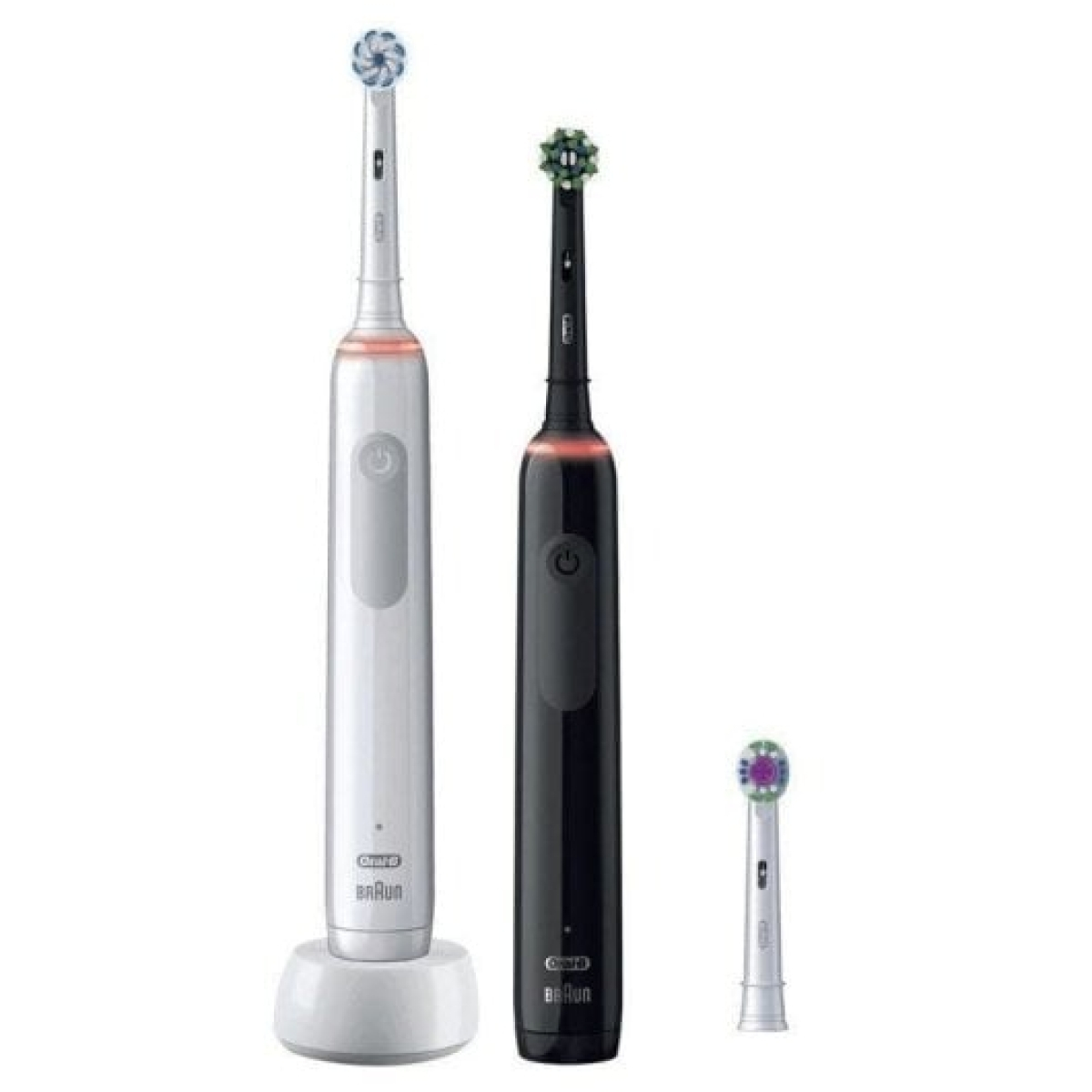 Oral-B Pro 3 3900 Duo Pack de 2 Escovas de Dentes Elétricas com Comando Recarregável Branca/Preta