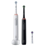 Oral-B Pro 3 3900 Duo Pack de 2 Escovas de Dentes Elétricas com Comando Recarregável Branca/Preta