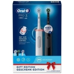 Oral-B Pro 3 3900 Duo Pack de 2 Escovas de Dentes Elétricas com Comando Recarregável Branca/Preta