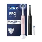 Oral-B Pro 3 3900N Pack de 2 Escovas de Dentes Elétricas Recarregáveis Preta/Rosa