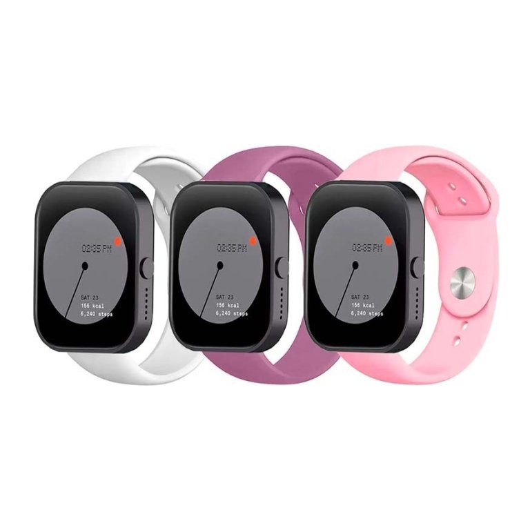 Pack x3 Pulseira Silicone Elgance para CMF by Nothing Watch Pro 22mm Branco, Roxo e Rosa
