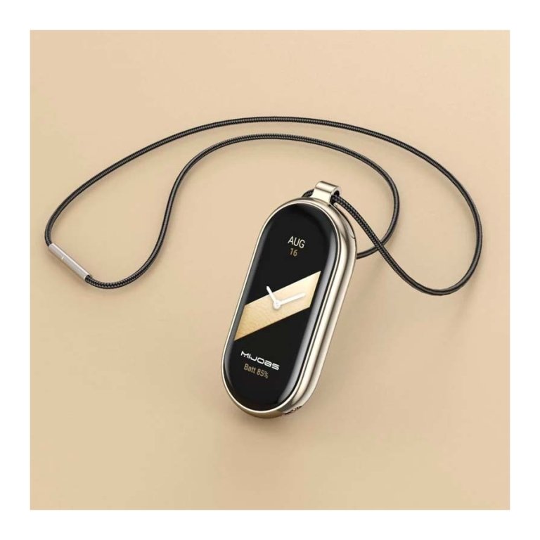Pendente Xiaomi Smart Band 9 / Smart Band 8 Adaptador Metálico Dourado e Colar Preto