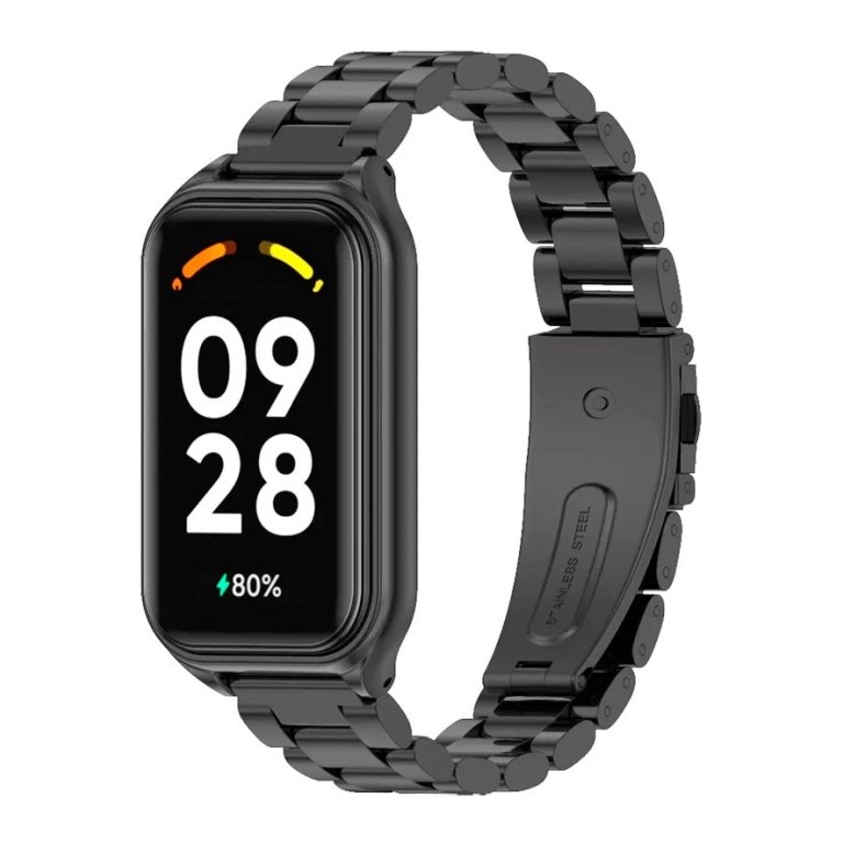 Pulseira Metal Elos Xiaomi Mi Smart Band 8 Active / Redmi Smart Band 2 Preto