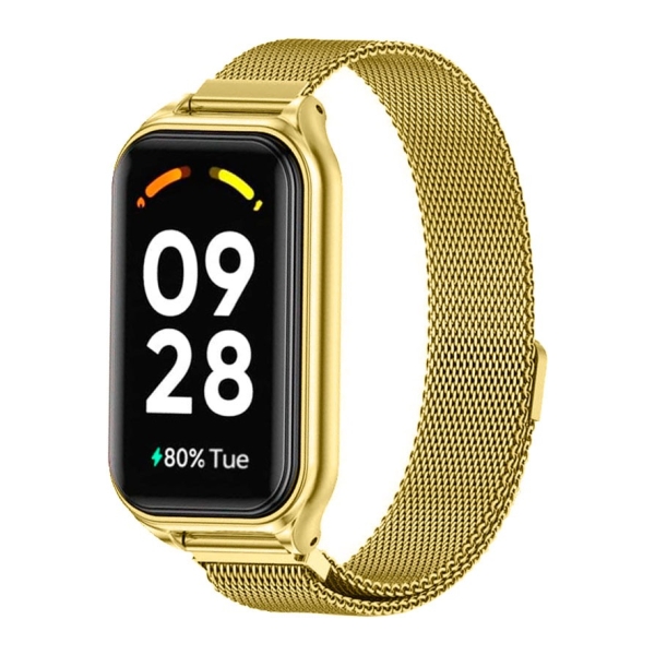 Pulseira Milanesa Magnética Xiaomi Mi Smart Band 8 Active / Redmi Smart Band 2 Dourado