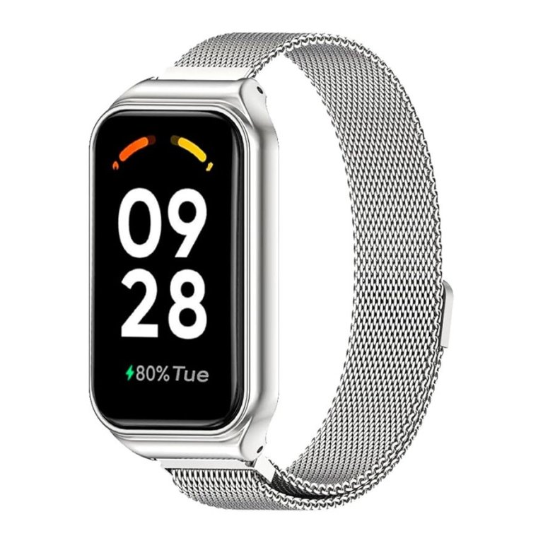 Pulseira Milanesa Magnética Xiaomi Mi Smart Band 8 Active / Redmi Smart Band 2 Prateado
