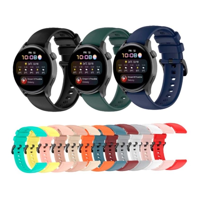 Pulseira de silicone Universal 22mm Turquesa para Smartwatch Xiaomi/Amazfit/Samsung/Huawei/Realme/Ticwatch