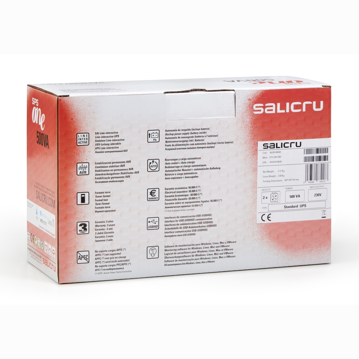 Salicru SPS ONE Line-interactive UPS with 500 to 2000 VA