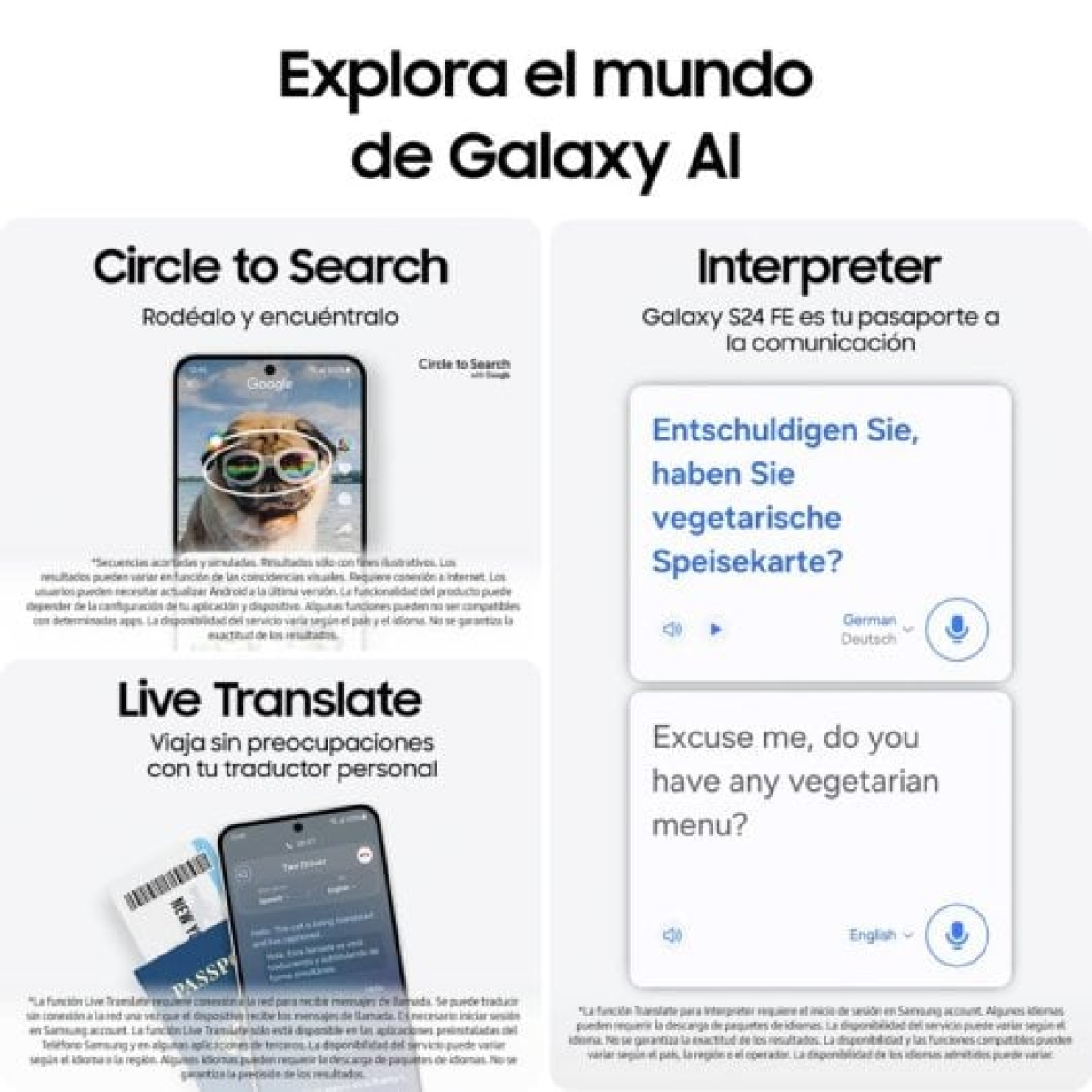 Samsung Galaxy S24 FE Smartphone con IA Almacenamiento 256GB Batería 4700mAh Verde Claro