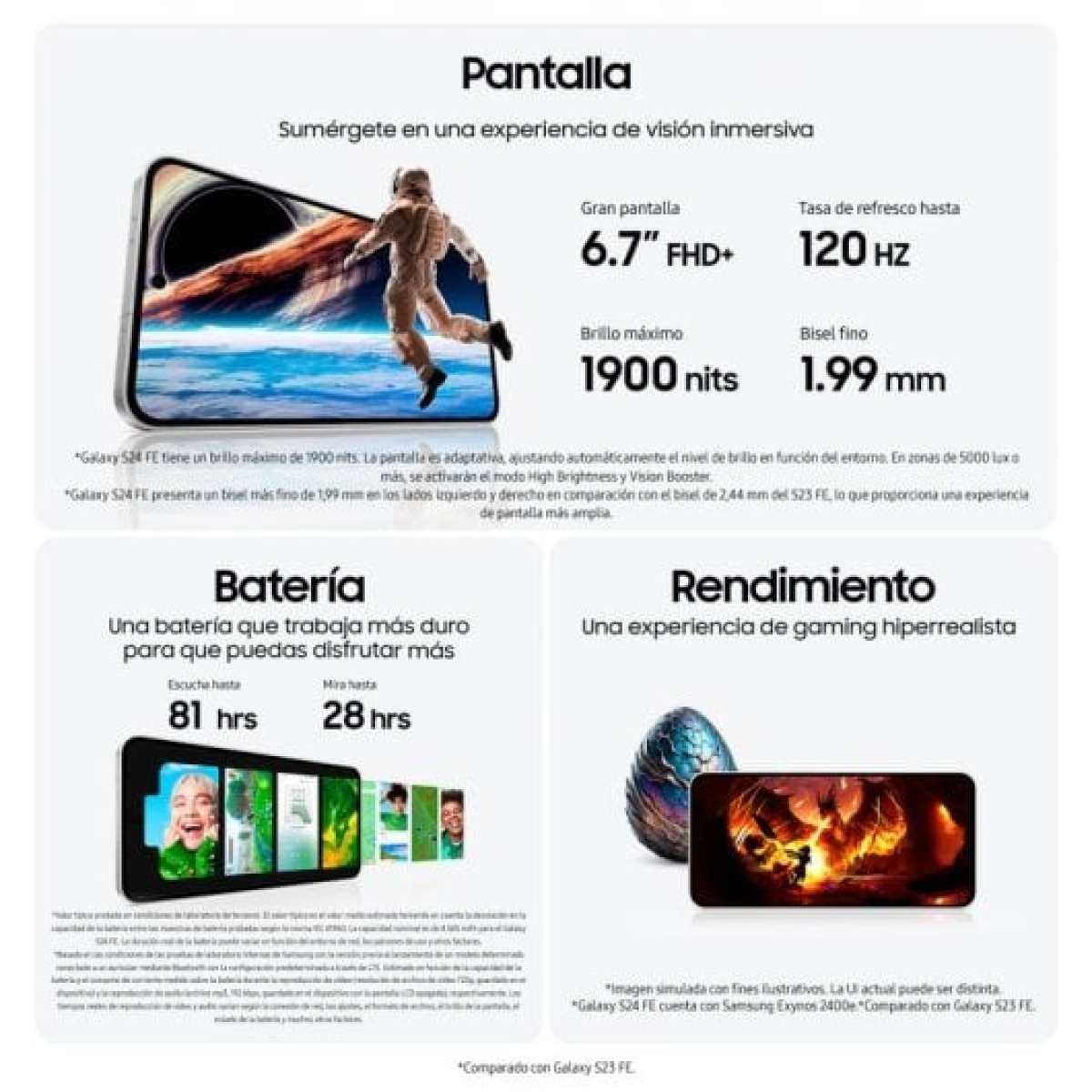 Samsung Galaxy S24 FE Smartphone con IA Almacenamiento 256GB Batería 4700mAh Verde Claro