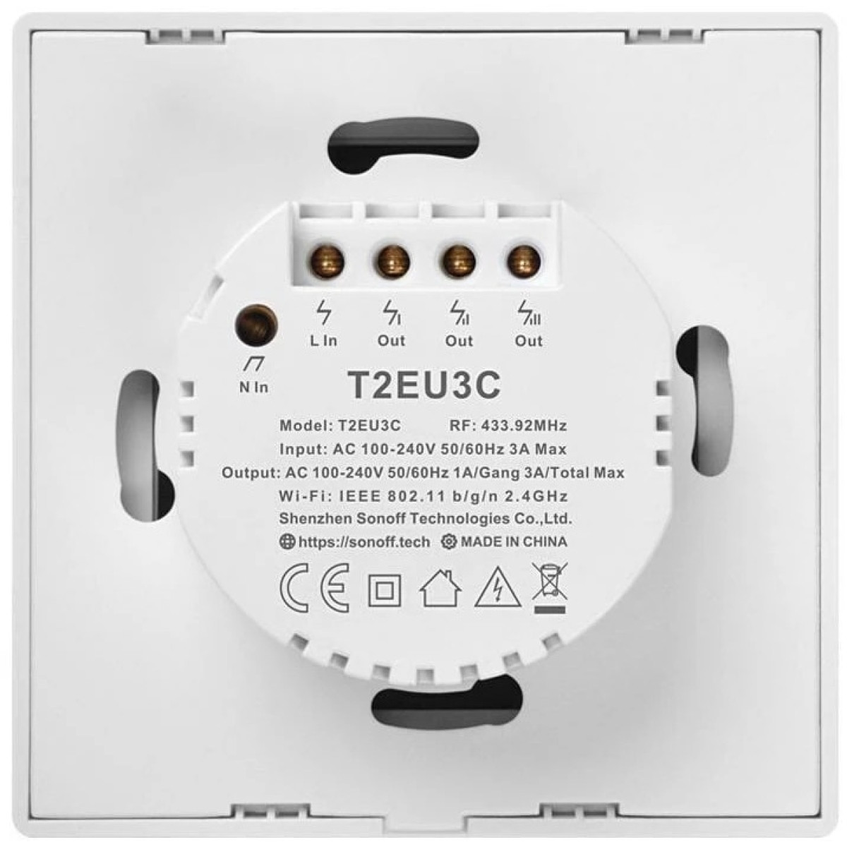 Sonoff Light switch T2EU3C-TX WiFi-RF, 3-fold