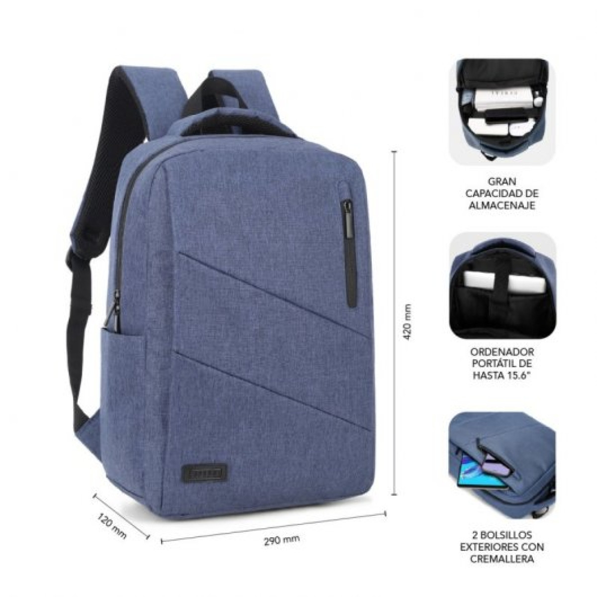 Subblim City Backpack Mochila Azul para Portátil hasta 15.6"