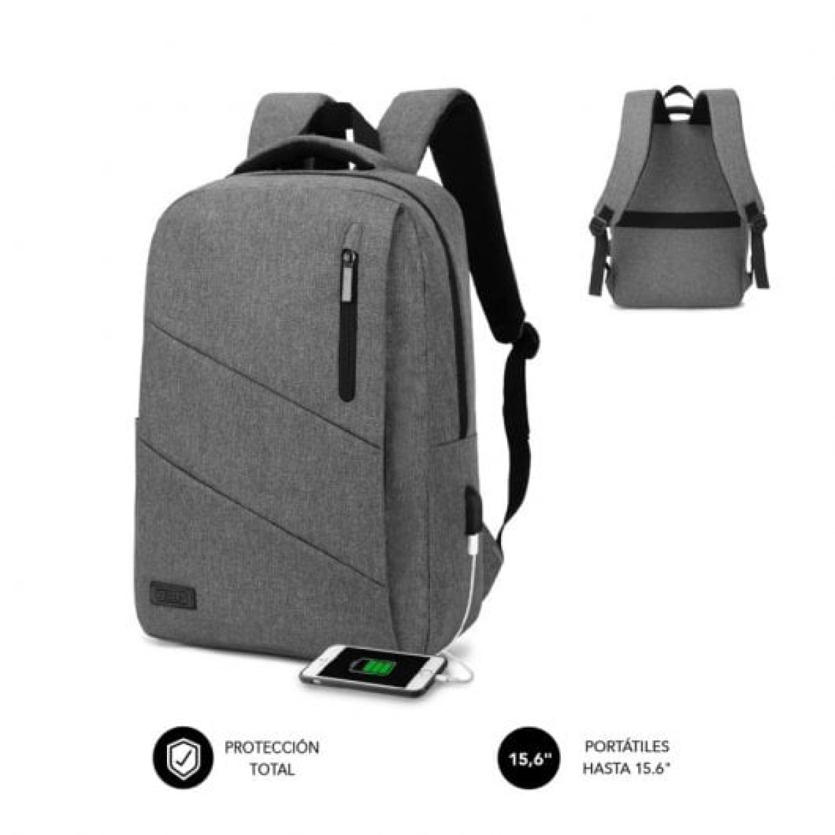 Subblim City Backpack Mochila Gris para Portátil hasta 15.6"