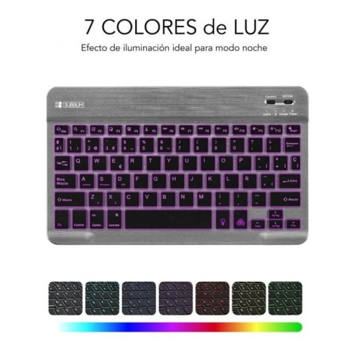 Subblim Smart Backlit Teclado Bluetooth Cinzento