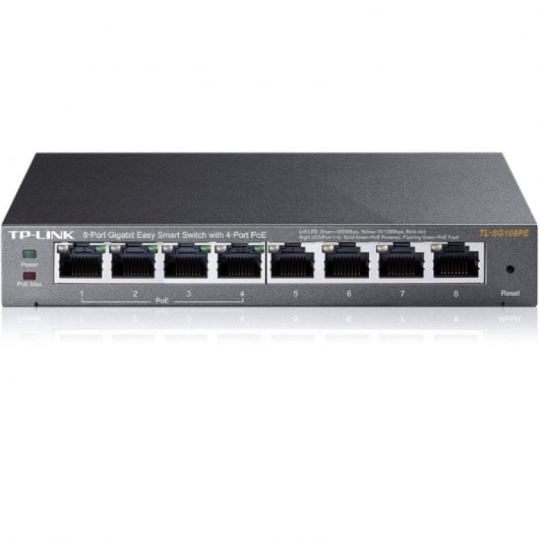 TP-Link TL-SG108PE Switch Easy Smart 8 Portas Gigabit com 4 Portas PoE