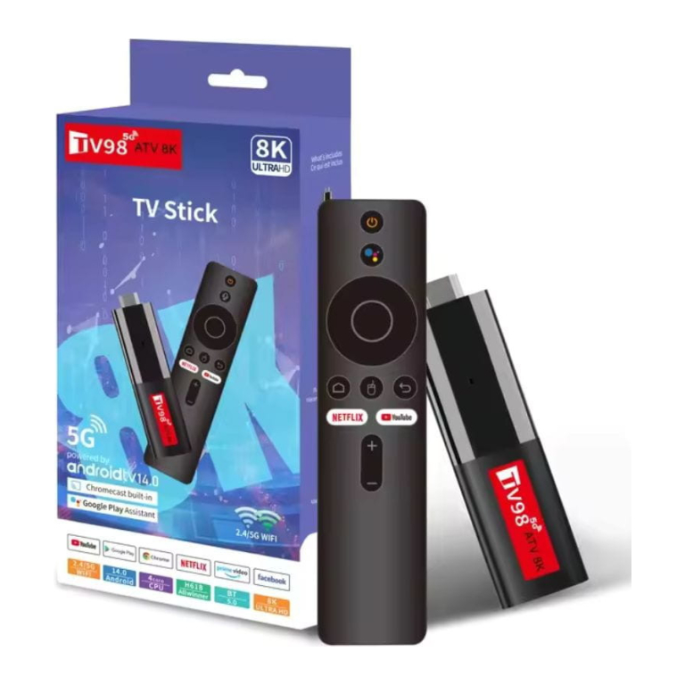 TV98 ATV Mini 8K H618 2GB/16GB Dual Wifi Android 14 Preto - Android TV