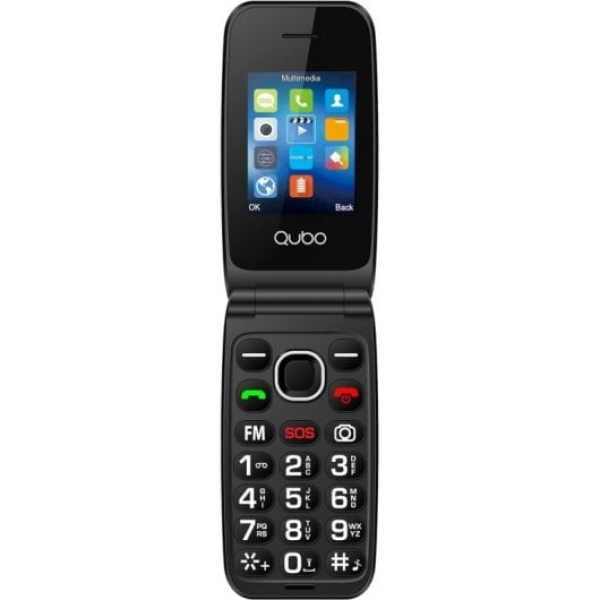 Telemóvel Básico Celular Qubo Neo 2 para idosos com botão SOS Bluetooth e câmera preta