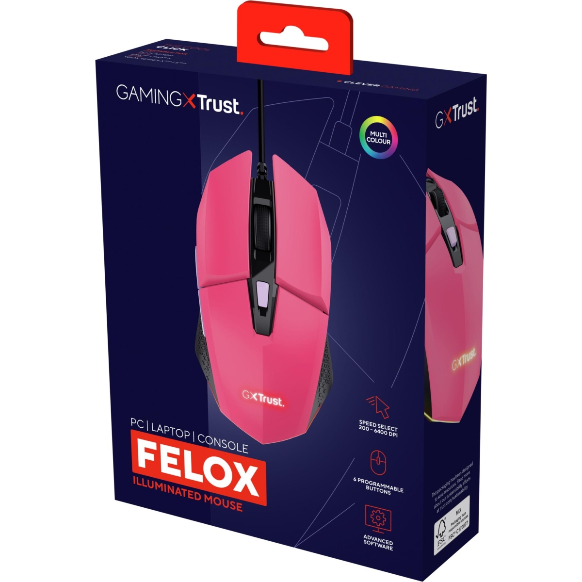 Trust Gxt109p Felox Gaming Mouse Pink