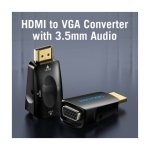 Vention AIDB0 Adaptador Conversor HDMI Macho para VGA Fêmea com Áudio Jack 3.5mm