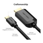 Vention CGUBF HDMI 1.4 USB Tipo C Macho - HDMI Macho 1m Preto - Cabo Preto