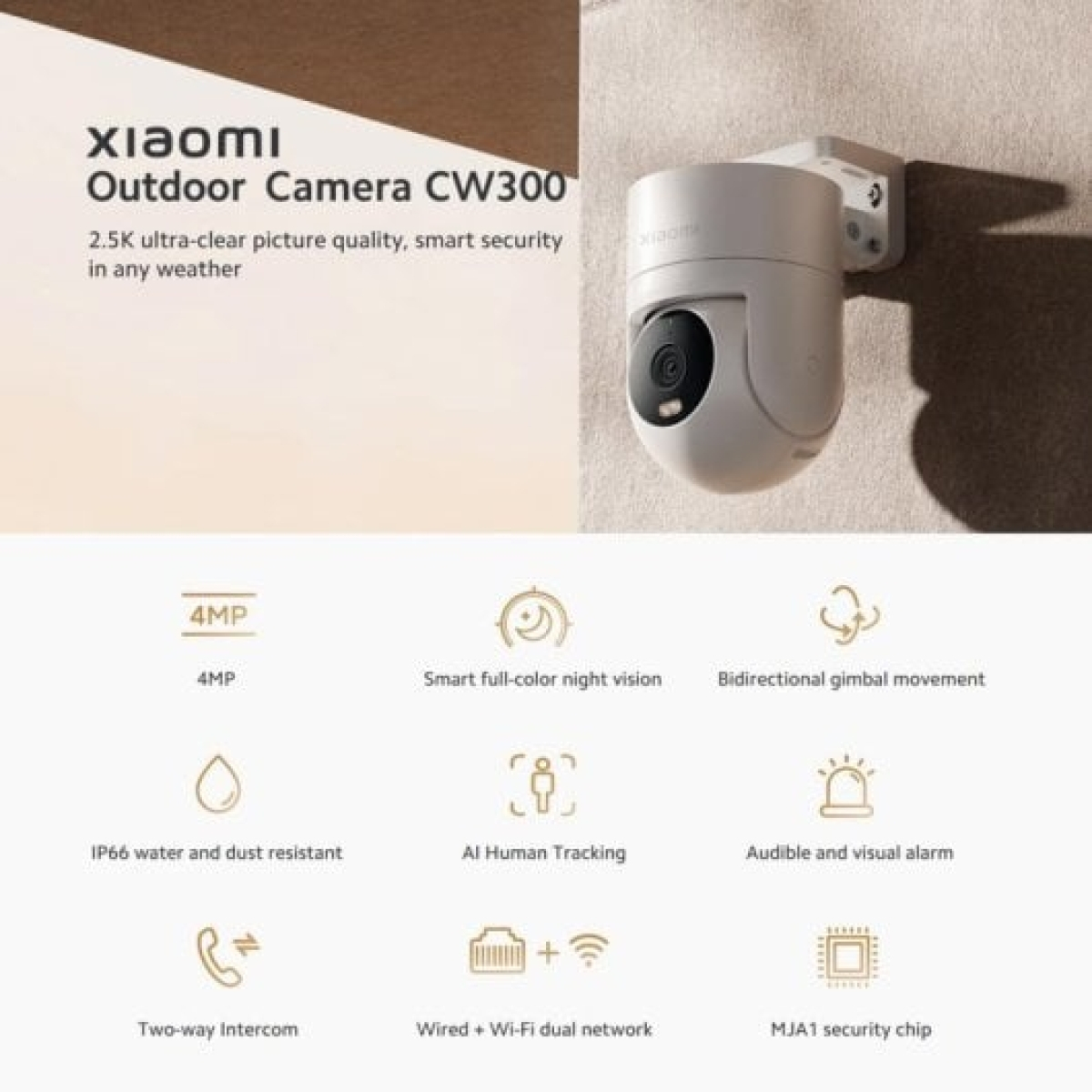 Xiaomi CW300 Outdoor Camera Câmara de Vigilância 2,5K Branca