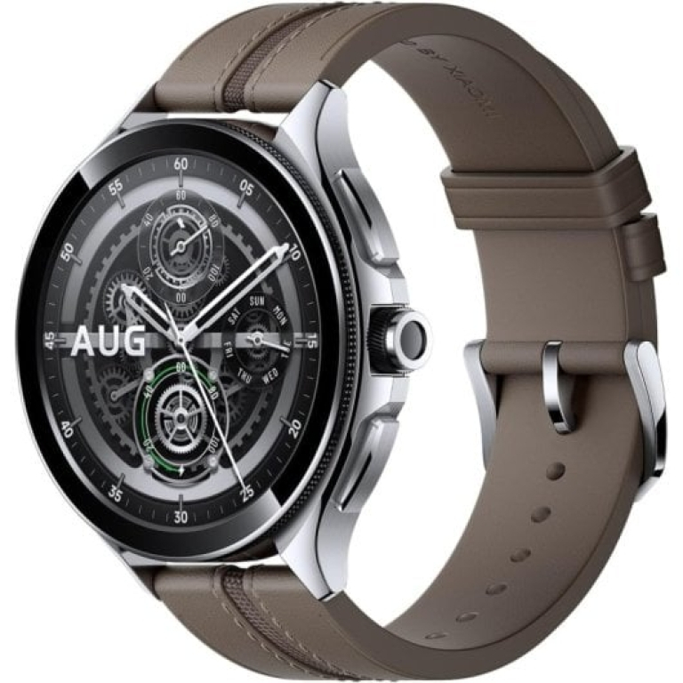 Xiaomi Watch 2 Pro Smartwatch de Caixa Prateada com Bracelete de Couro Castanha